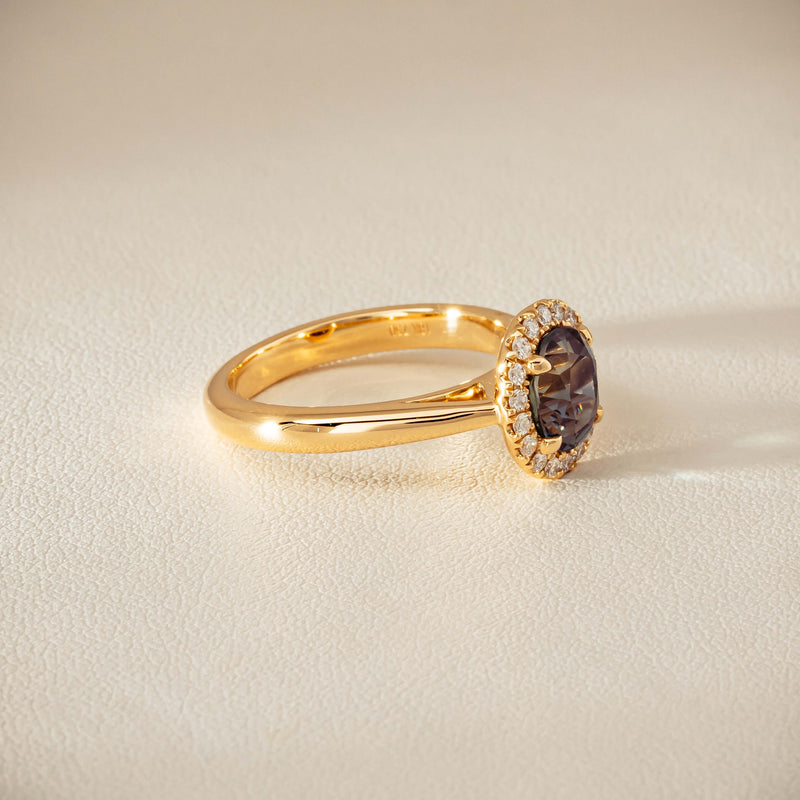 18ct Yellow Gold 2.03ct Green Sapphire & Diamond Nina Ring