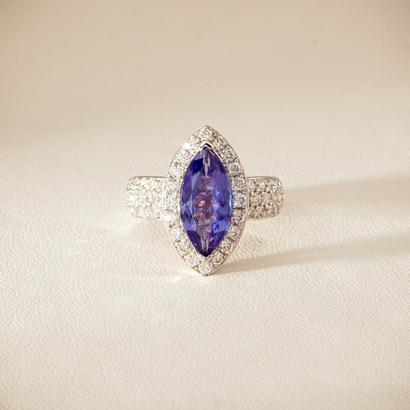Deja Vu 18ct White Gold 2.20ct Tanzanite & Diamond Ring