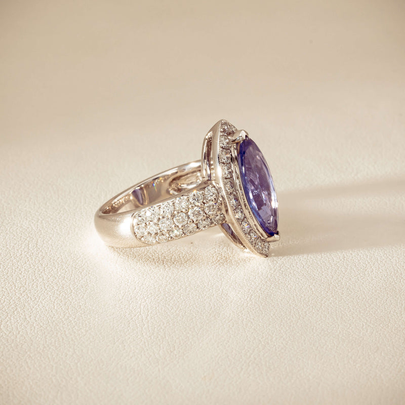 Deja Vu 18ct White Gold 2.20ct Tanzanite & Diamond Ring