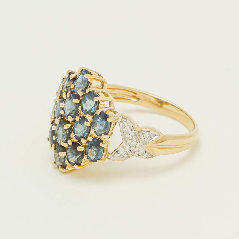 Deja Vu 9ct Yellow Gold 2.10ct Sapphire Cluster Ring