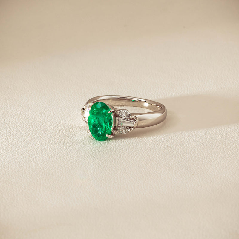 Deja Vu Platinum 1.67ct Emerald & Diamond Ring