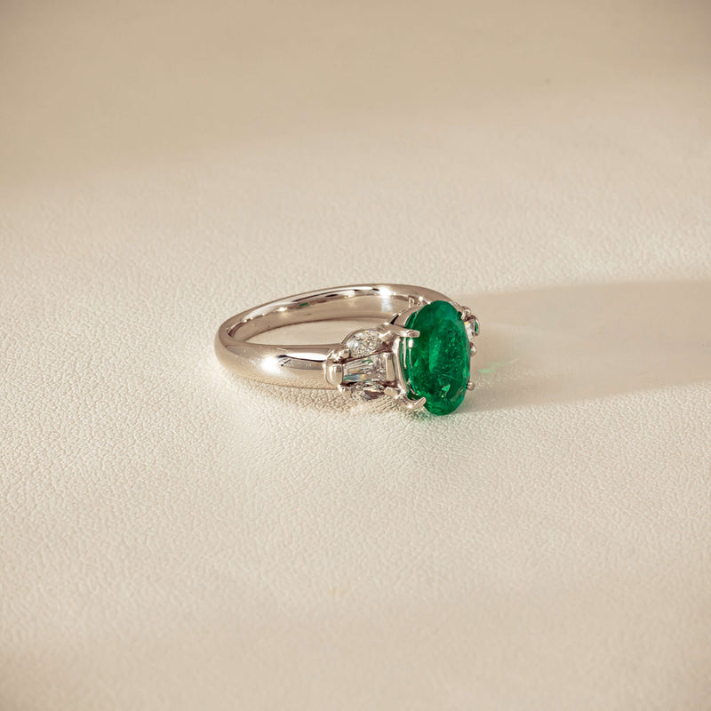 Deja Vu Platinum 1.67ct Emerald & Diamond Ring