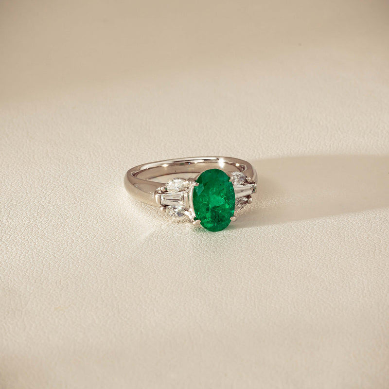 Deja Vu Platinum 1.67ct Emerald & Diamond Ring
