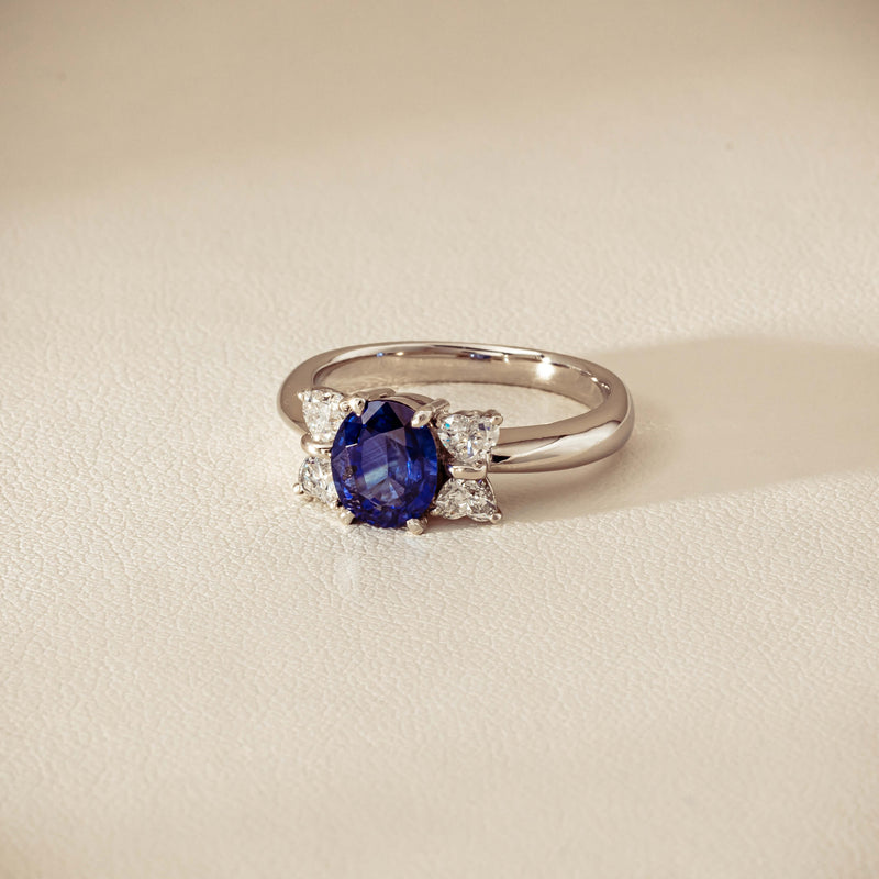 Deja Vu Platinum 1.49ct Oval Sapphire & Diamond Ring