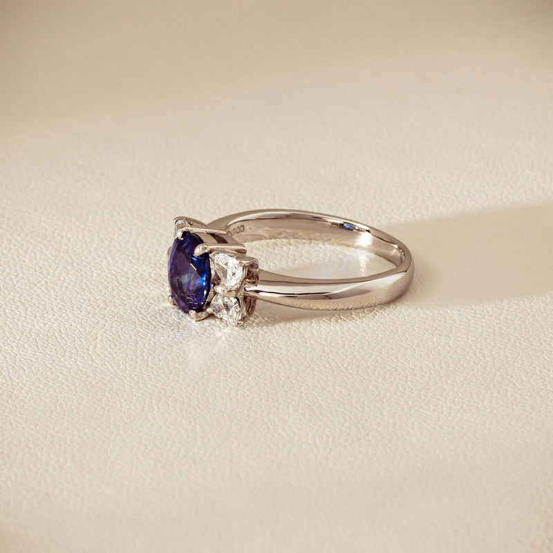Deja Vu Platinum 1.49ct Oval Sapphire & Diamond Ring