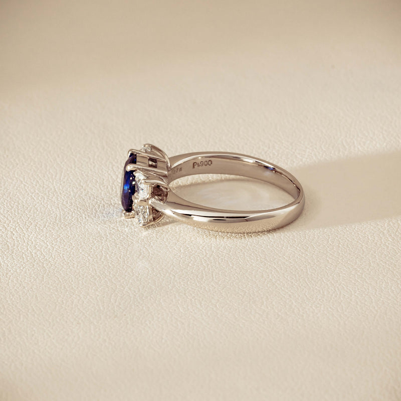 Deja Vu Platinum 1.49ct Oval Sapphire & Diamond Ring