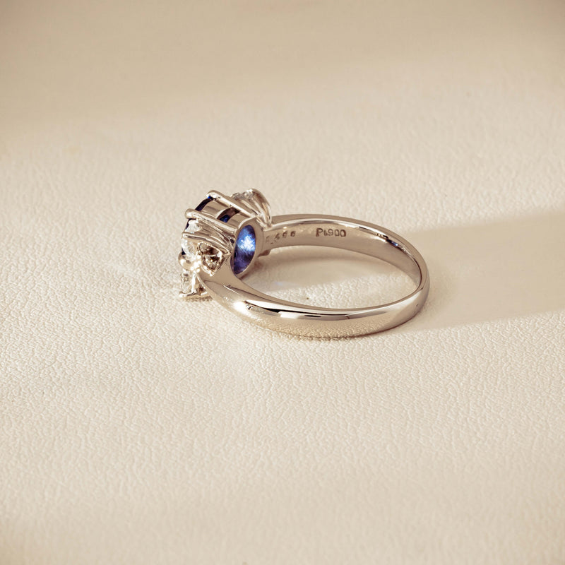 Deja Vu Platinum 1.49ct Oval Sapphire & Diamond Ring
