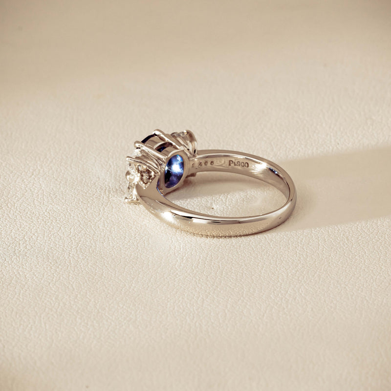 Deja Vu Platinum 1.49ct Oval Sapphire & Diamond Ring