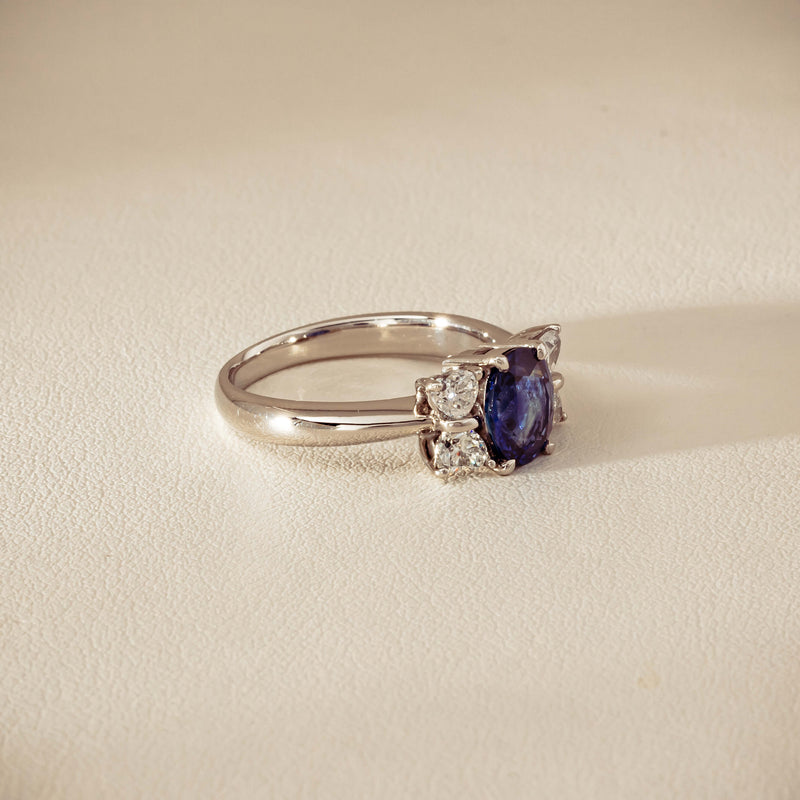 Deja Vu Platinum 1.49ct Oval Sapphire & Diamond Ring