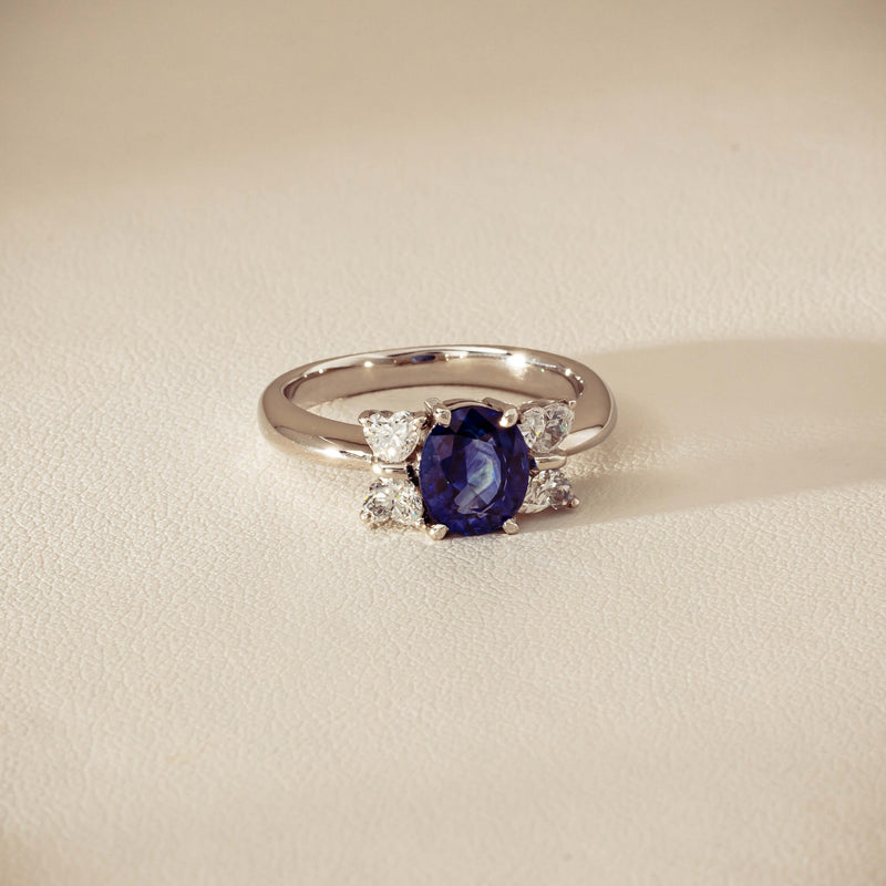Deja Vu Platinum 1.49ct Oval Sapphire & Diamond Ring