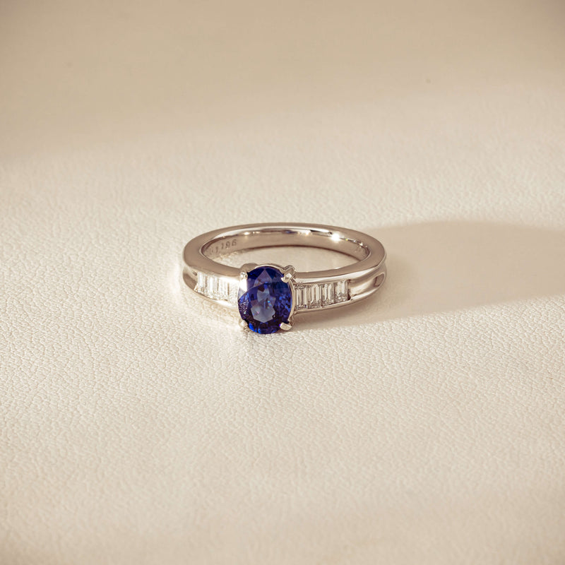 Deja Vu Platinum 1.19ct Oval Sapphire & Diamond Ring - Ring - Walker & Hall