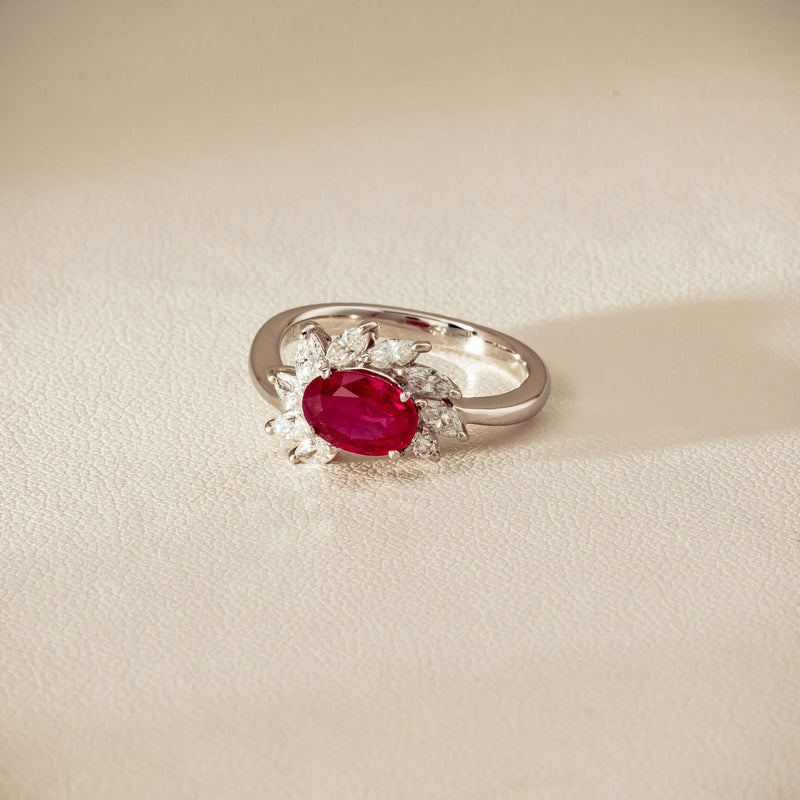 Deja Vu Platinum 1.28ct Ruby & Diamond Cluster Ring
