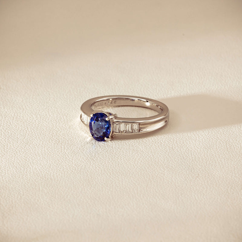 Deja Vu Platinum 1.19ct Oval Sapphire & Diamond Ring - Ring - Walker & Hall