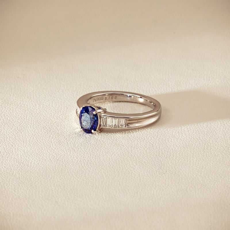 Deja Vu Platinum 1.19ct Oval Sapphire & Diamond Ring - Ring - Walker & Hall