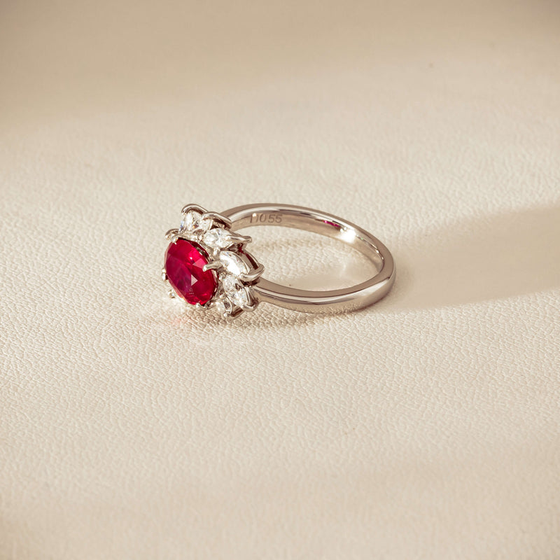 Deja Vu Platinum 1.28ct Ruby & Diamond Cluster Ring