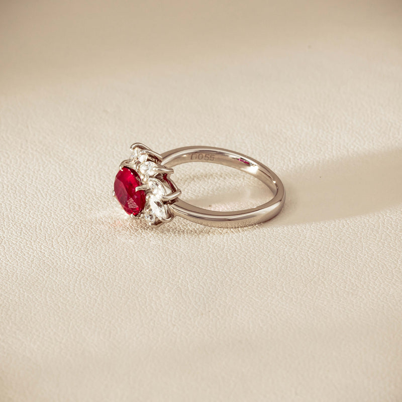 Deja Vu Platinum 1.28ct Ruby & Diamond Cluster Ring