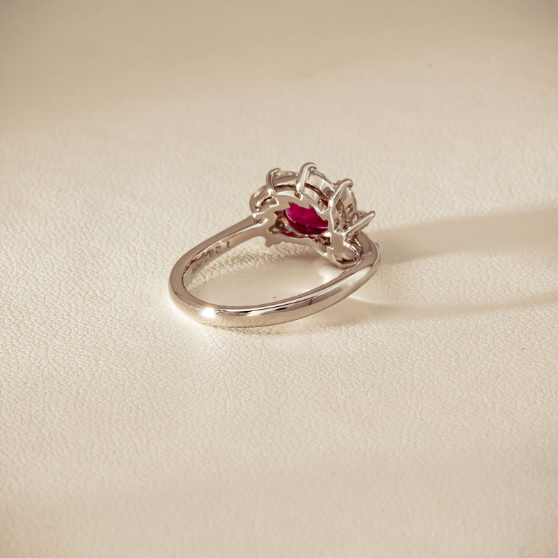 Deja Vu Platinum 1.28ct Ruby & Diamond Cluster Ring