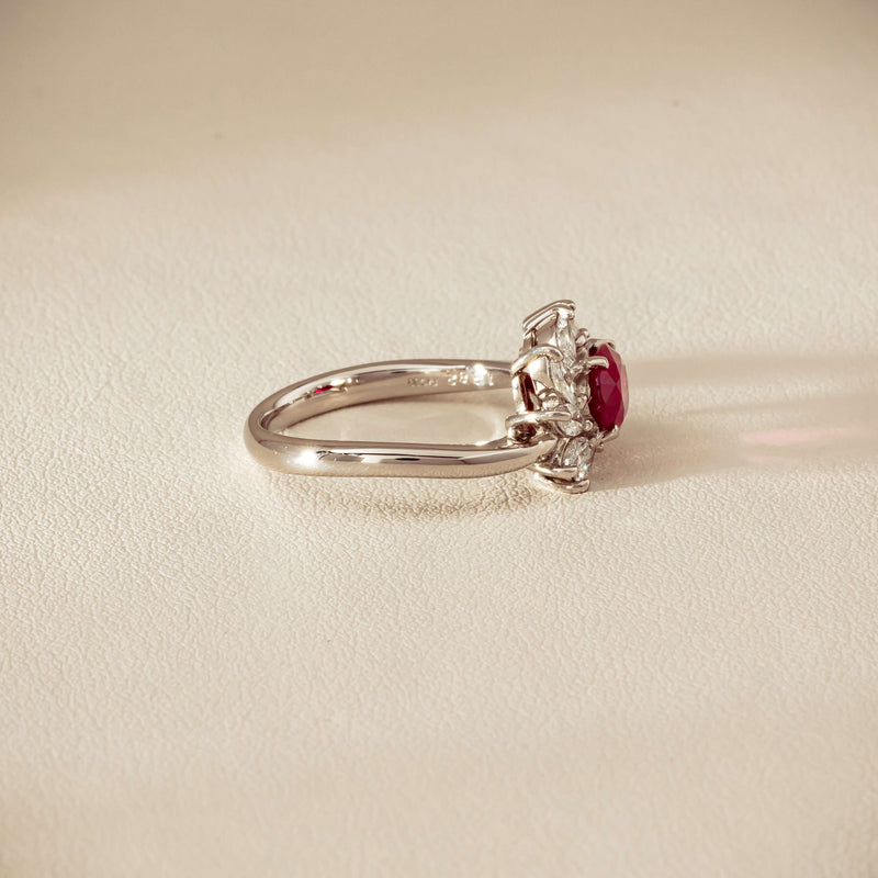 Deja Vu Platinum 1.28ct Ruby & Diamond Cluster Ring