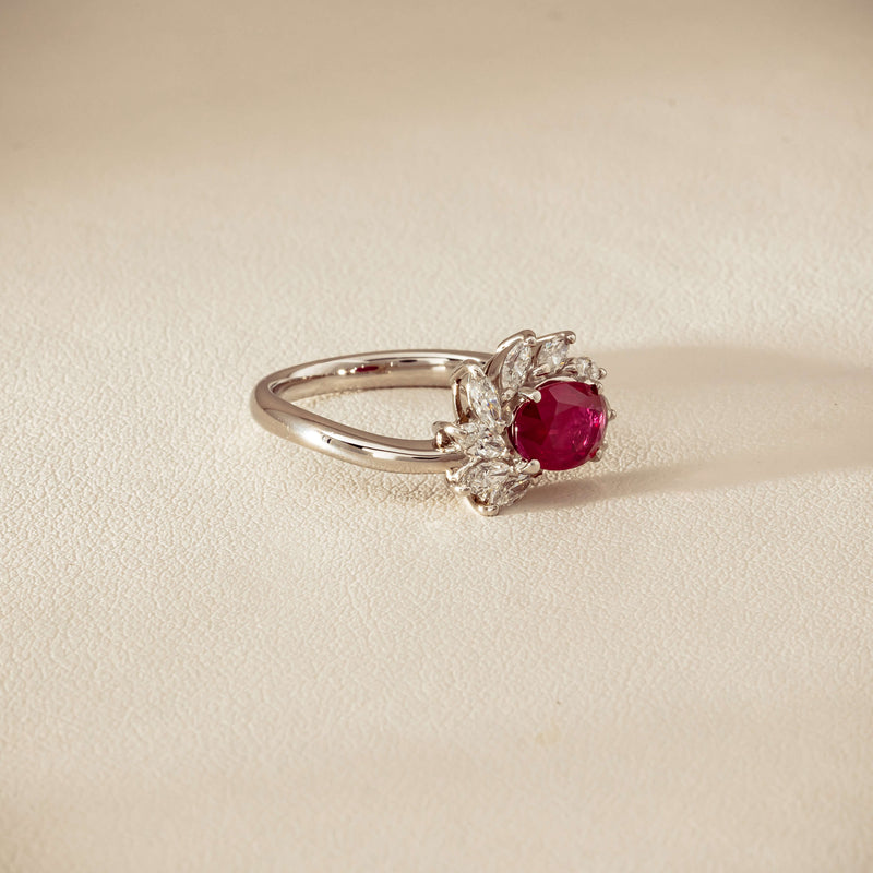 Deja Vu Platinum 1.28ct Ruby & Diamond Cluster Ring