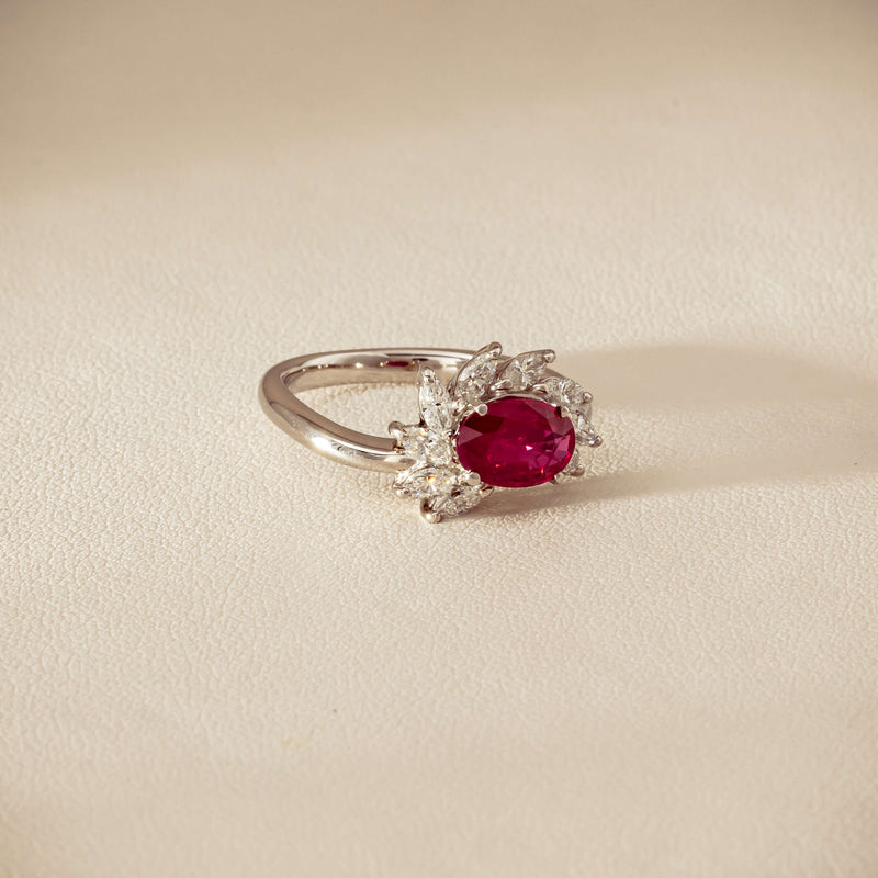Deja Vu Platinum 1.28ct Ruby & Diamond Cluster Ring