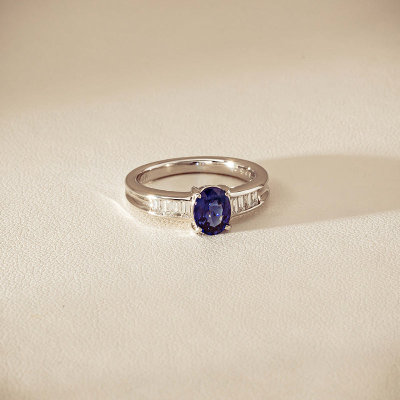 Deja Vu Platinum 1.19ct Oval Sapphire & Diamond Ring - Ring - Walker & Hall