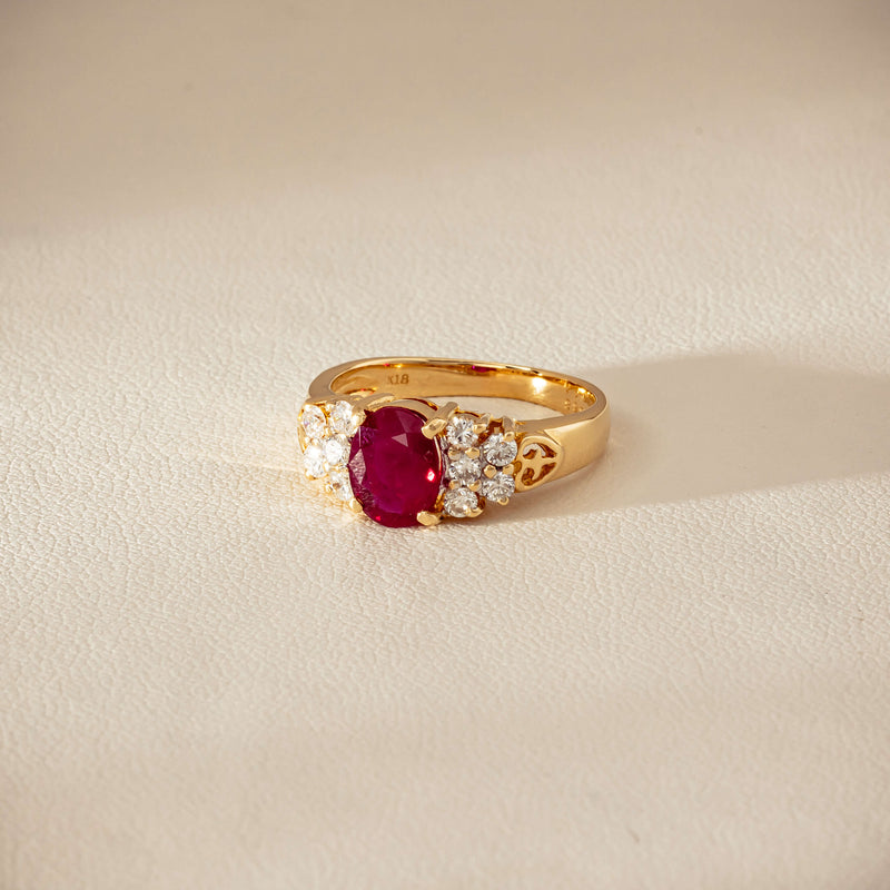 Deja Vu 18ct Yellow Gold 1.36ct Ruby & Diamond Ring