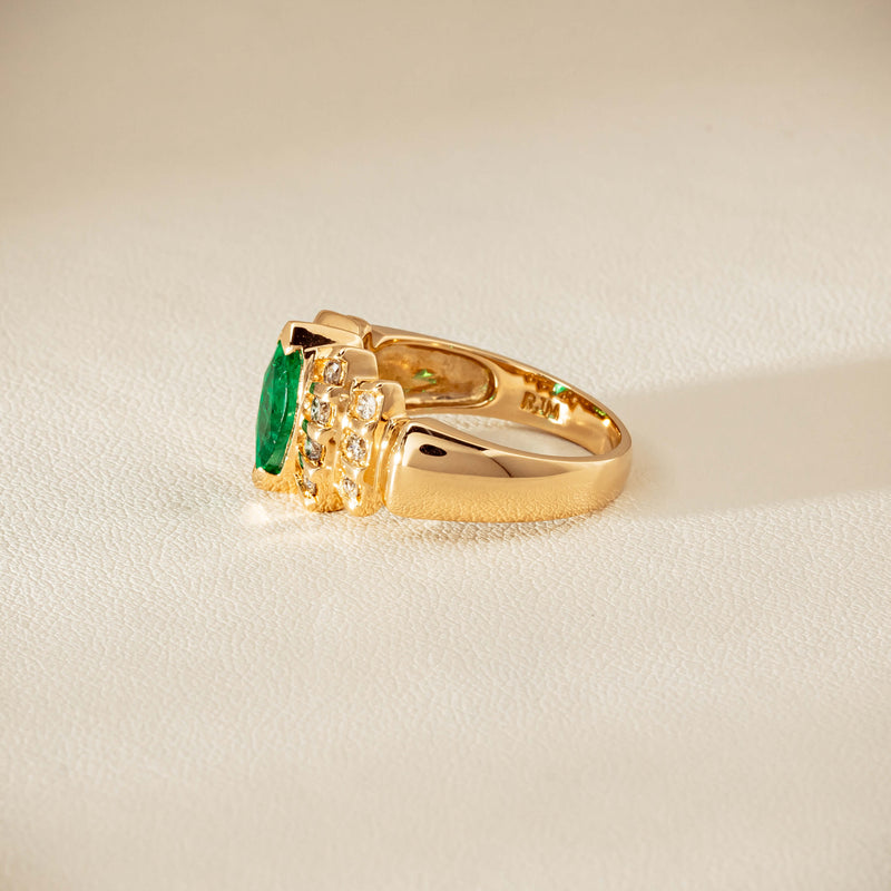 Deja Vu 14ct Marquise Emerald & Diamond Ring - Ring - Walker & Hall