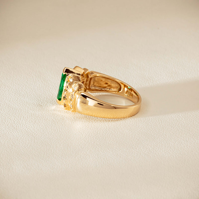 Deja Vu 14ct Marquise Emerald & Diamond Ring - Ring - Walker & Hall