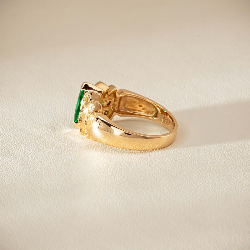 Deja Vu 14ct Marquise Emerald & Diamond Ring - Ring - Walker & Hall