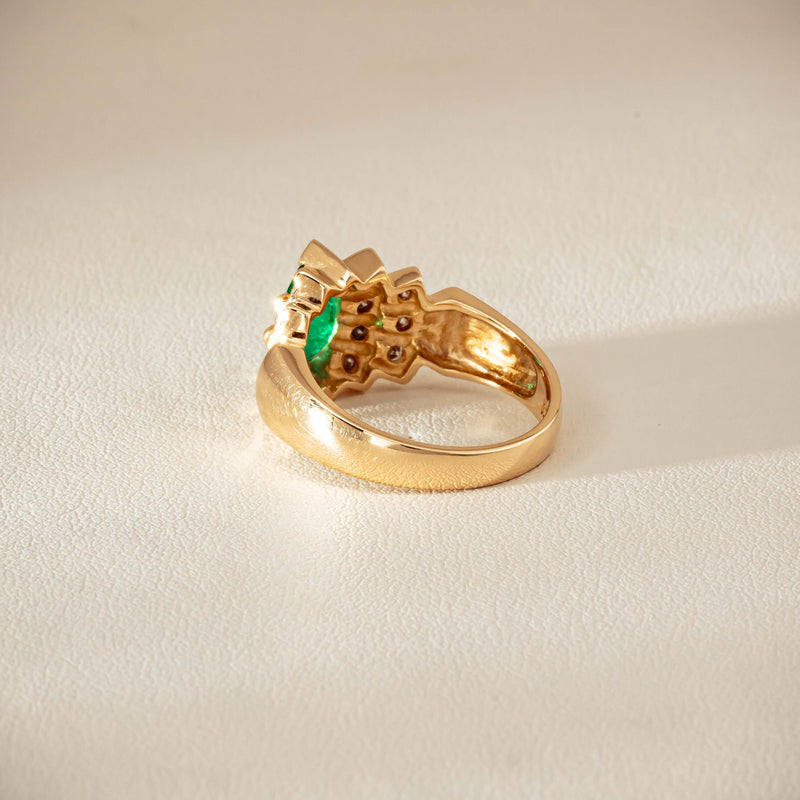 Deja Vu 14ct Marquise Emerald & Diamond Ring - Ring - Walker & Hall