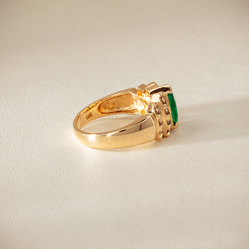 Deja Vu 14ct Marquise Emerald & Diamond Ring - Ring - Walker & Hall