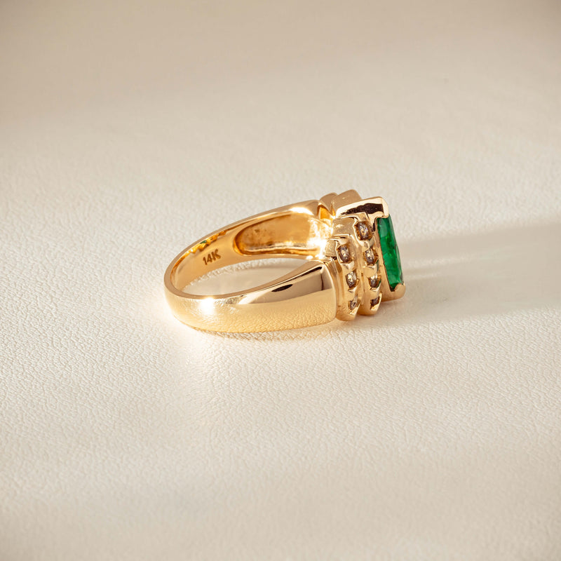 Deja Vu 14ct Marquise Emerald & Diamond Ring - Ring - Walker & Hall