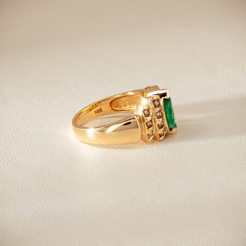 Deja Vu 14ct Marquise Emerald & Diamond Ring - Ring - Walker & Hall