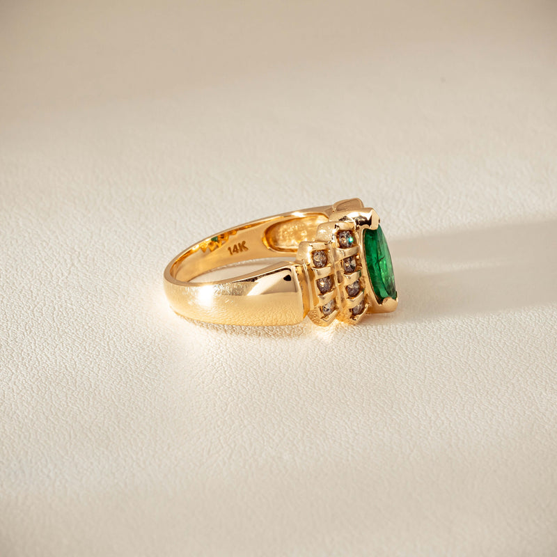 Deja Vu 14ct Marquise Emerald & Diamond Ring - Ring - Walker & Hall