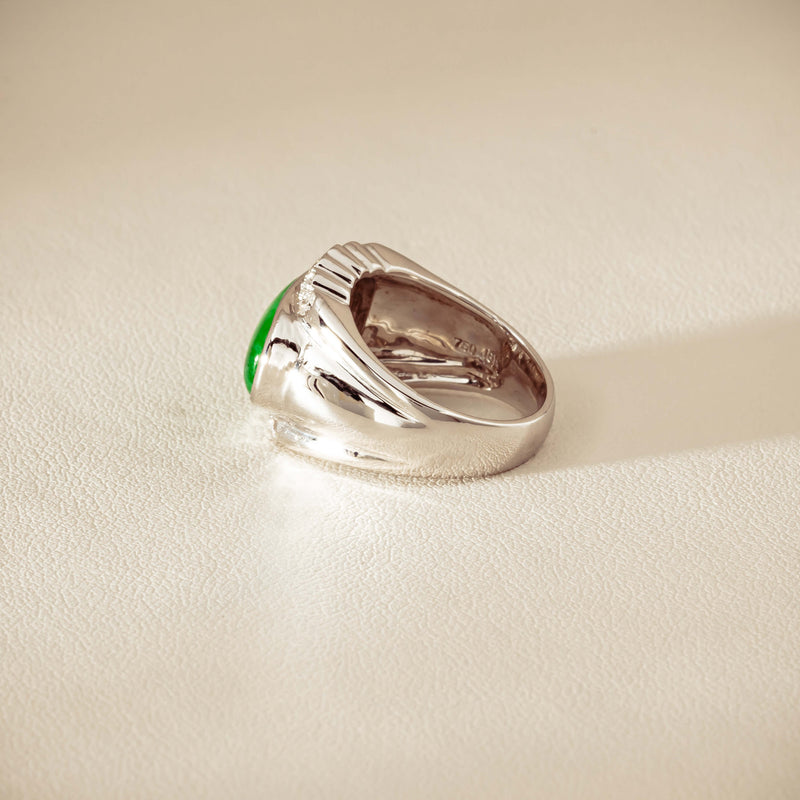 Deja Vu 18ct White Gold Jade & Diamond Ring - Ring - Walker & Hall