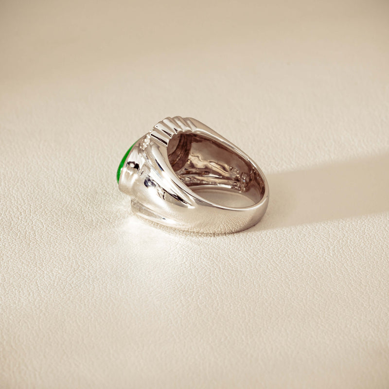 Deja Vu 18ct White Gold Jade & Diamond Ring - Ring - Walker & Hall