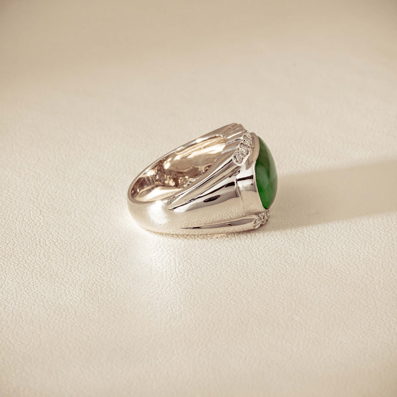 Deja Vu 18ct White Gold Jade & Diamond Ring - Ring - Walker & Hall