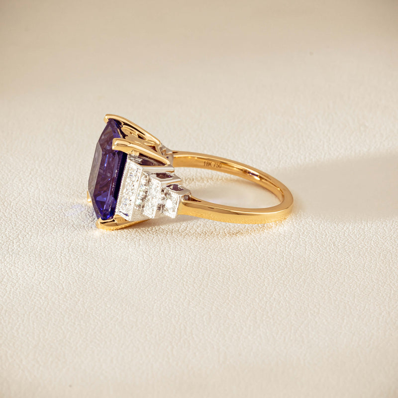 18ct Yellow Gold Tanzanite & Diamond Maya Ring