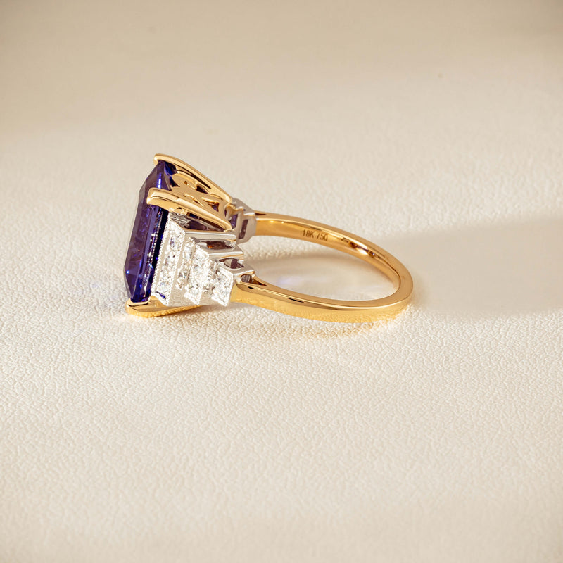 18ct Yellow Gold Tanzanite & Diamond Maya Ring