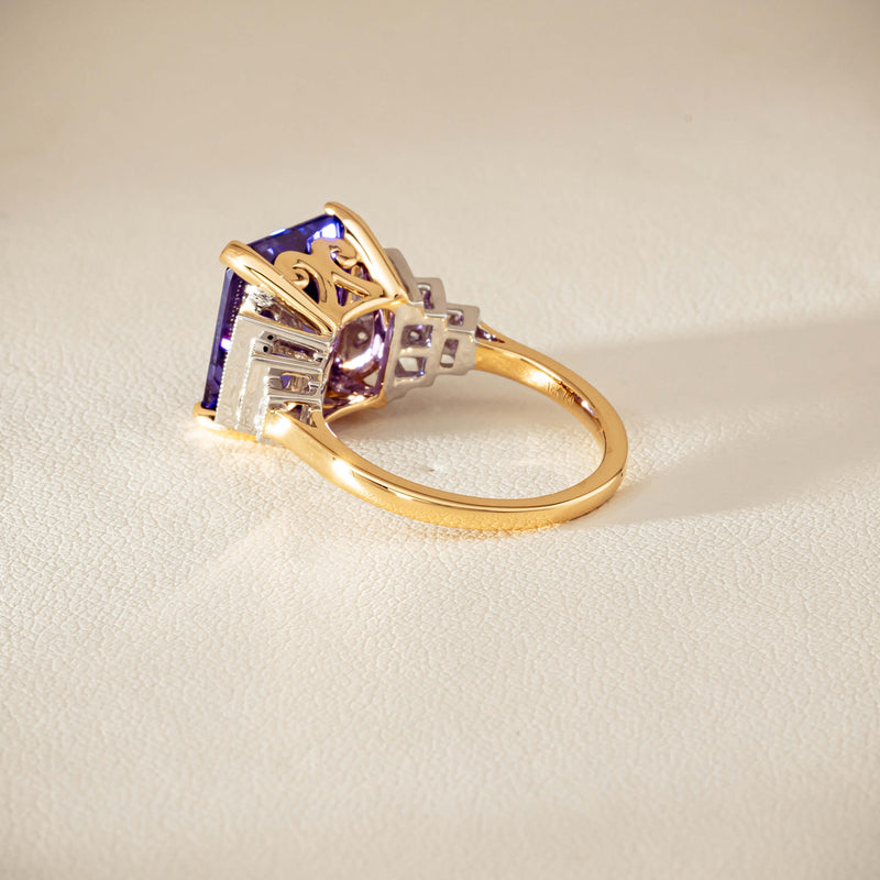 18ct Yellow Gold Tanzanite & Diamond Maya Ring