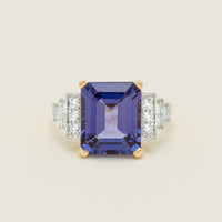 18ct Yellow Gold Tanzanite & Diamond Maya Ring