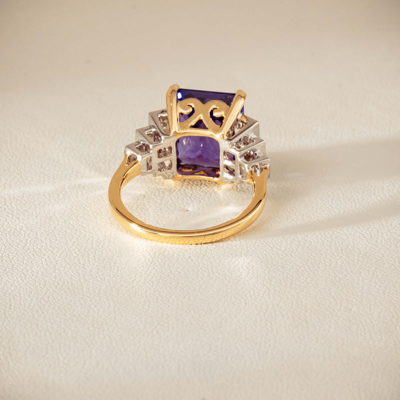 18ct Yellow Gold Tanzanite & Diamond Maya Ring