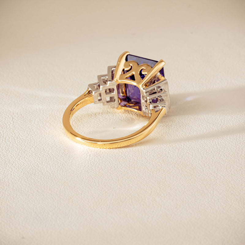18ct Yellow Gold Tanzanite & Diamond Maya Ring