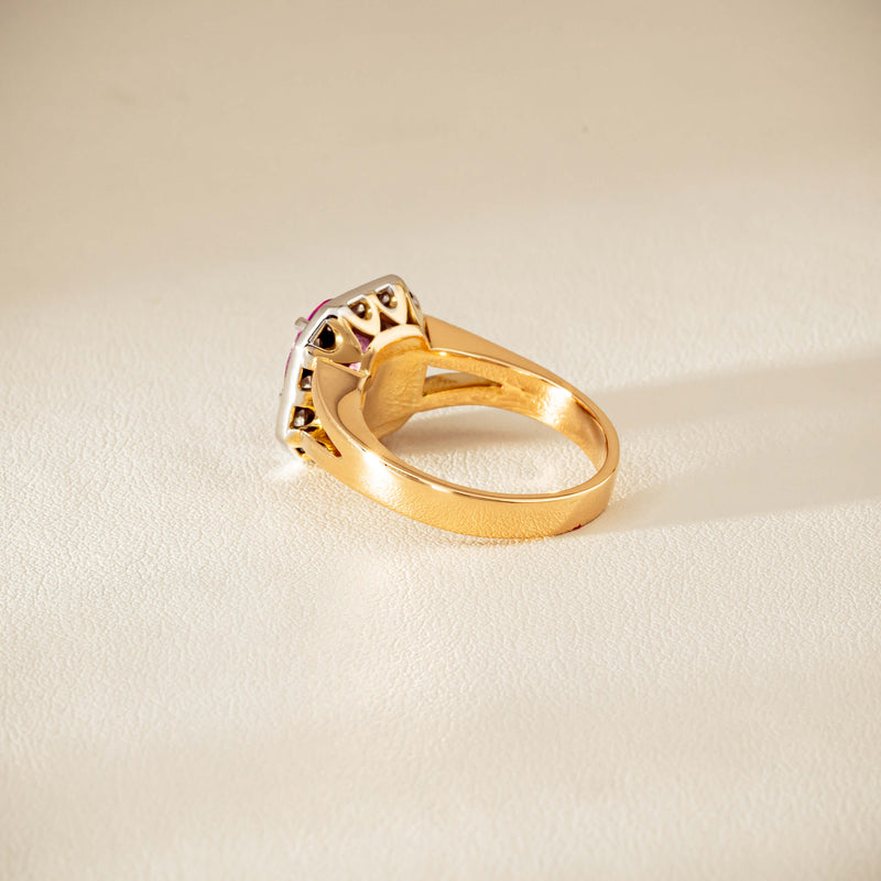 Deja Vu 18ct Yellow Gold 2.00ct Pink Sapphire Halo Ring - Ring - Walker & Hall