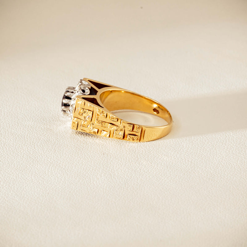 Vintage 18ct Yellow Gold Sapphire & Diamond Cluster Ring
