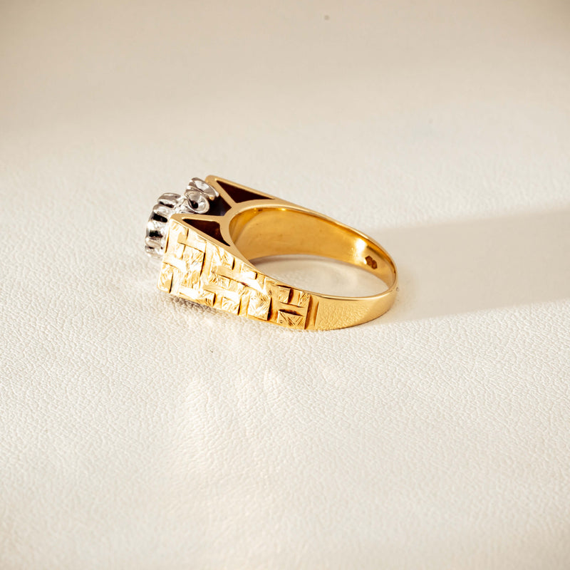 Vintage 18ct Yellow Gold Sapphire & Diamond Cluster Ring