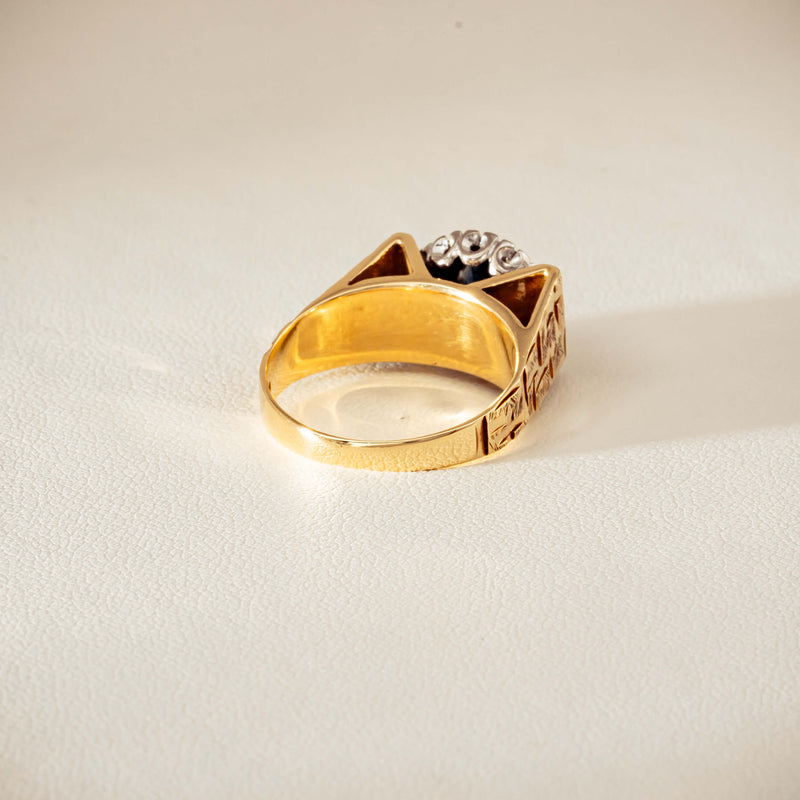 Vintage 18ct Yellow Gold Sapphire & Diamond Cluster Ring