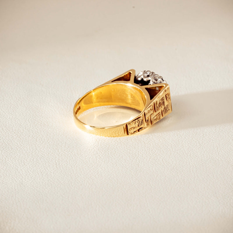 Vintage 18ct Yellow Gold Sapphire & Diamond Cluster Ring