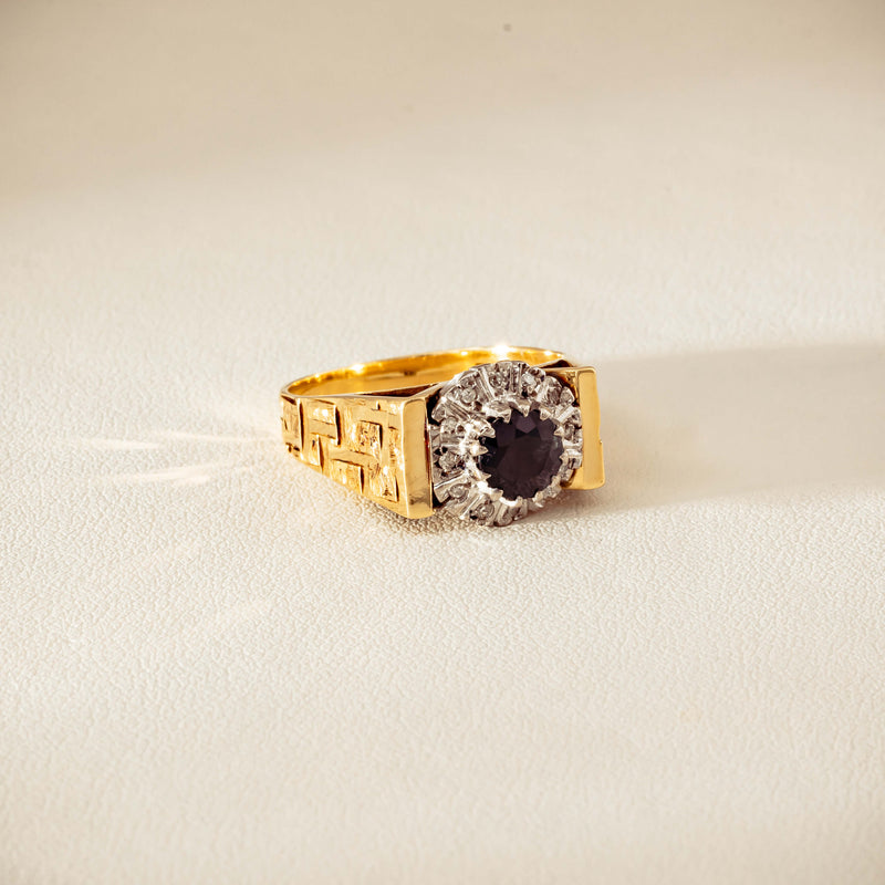 Vintage 18ct Yellow Gold Sapphire & Diamond Cluster Ring