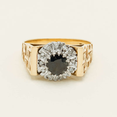Vintage 18ct Yellow Gold Sapphire & Diamond Cluster Ring